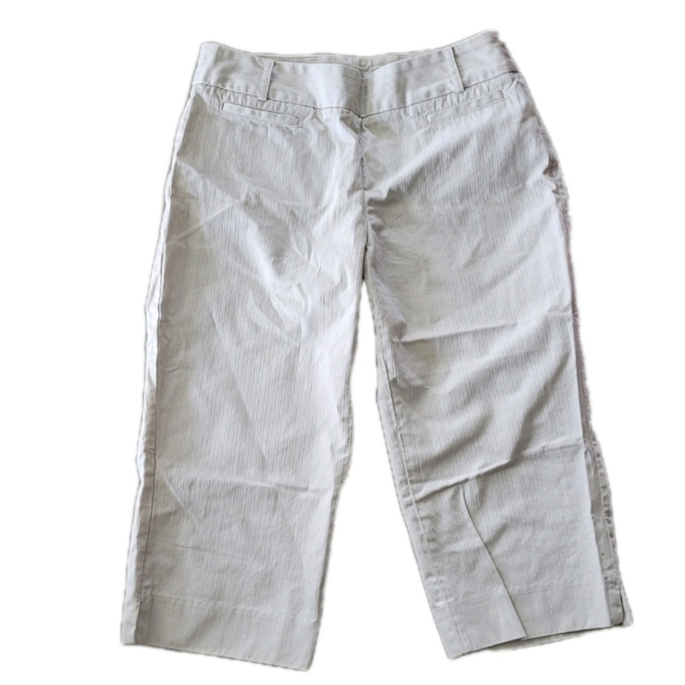 Y2K Van Heusen Women's Capri Career Pants Size 2 Buisnes Side Zip Cotton Cream